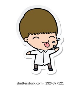 adesivo de um menino engraçado desenho animado
