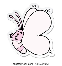 sticker of a funny cartoon butterfly
