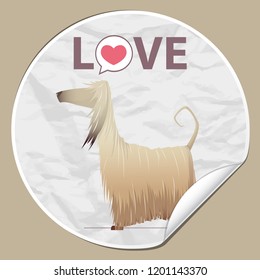 Sticker with funny cartoon doggy character. Vector illustration.