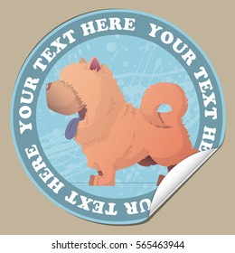 Sticker with funny cartoon doggy character. Vector illustration.