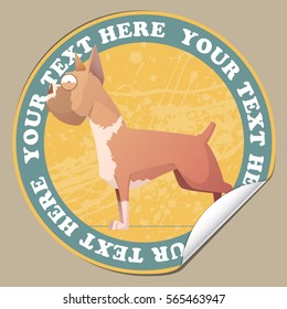 Sticker with funny cartoon doggy character. Vector illustration.