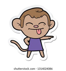 pegatina de un gracioso mono de dibujos animados apuntando