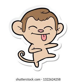 sticker of a funny cartoon monkey pointing