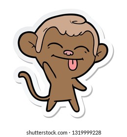 sticker of a funny cartoon monkey waving