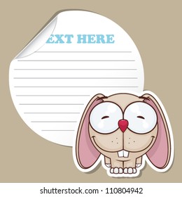 Sticker with funny cartoon rabbit. Vector. EPS10