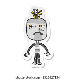 sticker of a funny cartoon robot