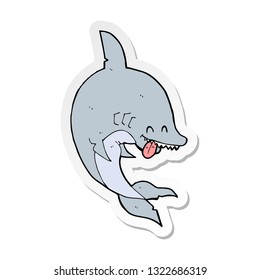 sticker of a funny cartoon shark