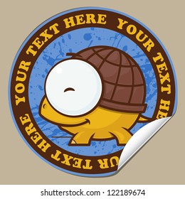 Sticker with funny cartoon snake. Vector. EPS10