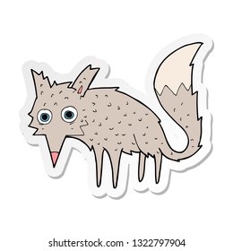sticker of a funny cartoon wolf