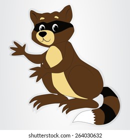 Sticker of the funny raccoon for the kids