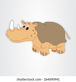 Sticker of the funny rhino for the kids