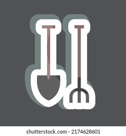 Sticker Gardening Tools. suitable for garden symbol. simple design editable. design template vector. simple symbol illustration