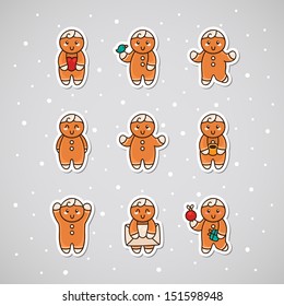 Sticker with Gingerbread, set