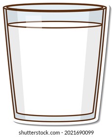 Sticker glass of orange juice on white background illustration