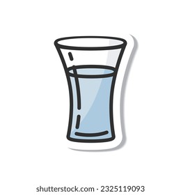 Sticker glass of tequila isolated vector illustration, minimal design. tequila icon on a white background.