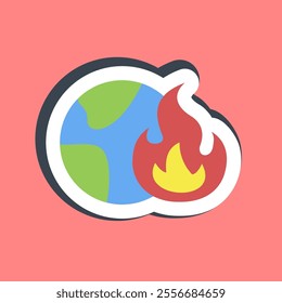 Sticker global warming. Global warming elements.