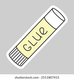 Adesivo com tubo de cola, doodle vetor estilo