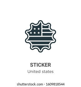 Sticker glyph icon vector on white background. Flat vector sticker icon symbol sign from modern united states collection for mobile concept and web apps design.