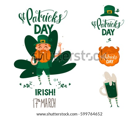 Sticker with gnome beer lettingering a happy day! Good Luck, Irishman