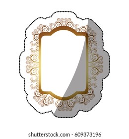 sticker golden oval rectangle heraldic baroque frame vector illustration