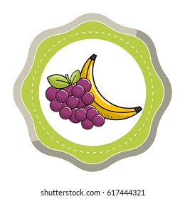 sticker grape and babana fruit icon