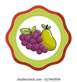 sticker grape and pear fruits icon