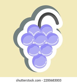 Sticker Grape. suitable for education symbol. simple design editable. design template vector. simple illustration