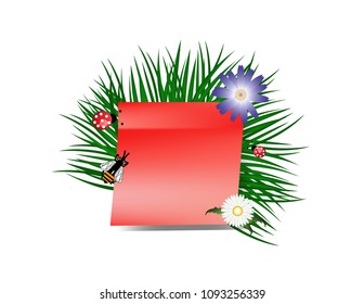 Sticker grass red frame