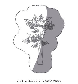sticker gray color leafy tree forest icon vector illustration