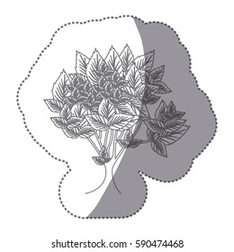 sticker gray color leafy tree with several leaves vector illustration