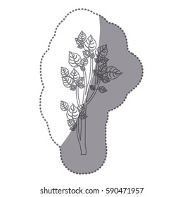 sticker gray color small leafy tree forest icon vector illustration