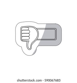 sticker grayscale contour with 3d arm with hand with signal disappointed vector illustration