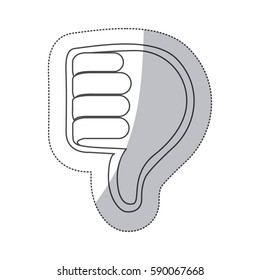 sticker grayscale contour with 3d hand with signal disappointed close up vector illustration