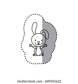 sticker of grayscale contour of rabbit vector illustration