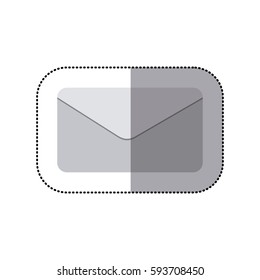 sticker grayscale silhouette with mail envelope vector illustration