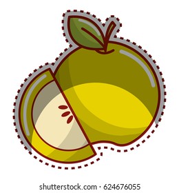 sticker green apple fruit icon stock