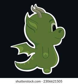 Sticker green dragon. Little cute green dragon