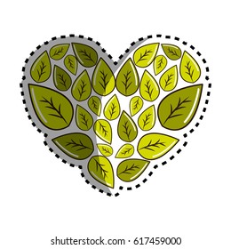 sticker green leaves with form of heart