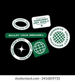sticker green minimalist template decorated and aesthetic quotes graphic design