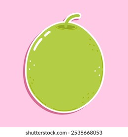 Adesivo verde azeitona caráter. Ícone de ilustração de personagem kawaii desenhado à mão vetor. Isolado sobre fundo rosa. Conceito de caráter verde azeitona