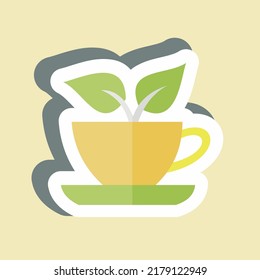 Sticker Green Tea. suitable for Drink symbol. simple design editable. design template vector. simple symbol illustration
