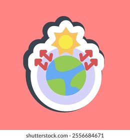 Sticker greenhouse effect. Global warming elements.