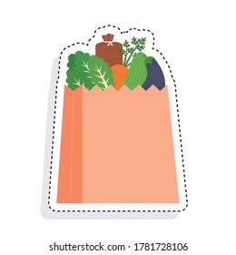 Pegatina del icono de una bolsa de alimentación - Vector