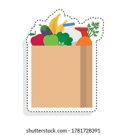 Pegatina del icono de una bolsa de alimentación - Vector