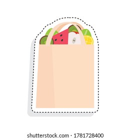 Sticker of a grocery bag icon - Vector