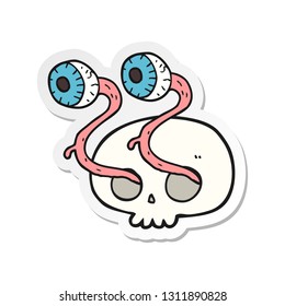 sticker of a gross cartoon eyeball skull
