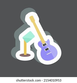 Sticker Guitar and Mic. suitable for party symbol. simple design editable. design template vector. simple symbol illustration