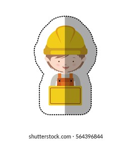 sticker half body avatar worker with toolkit and plaque