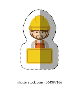 sticker half body avatar worker with toolkit and glasses