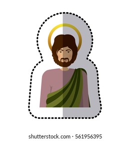 sticker half body colorful figure human of saint joseph